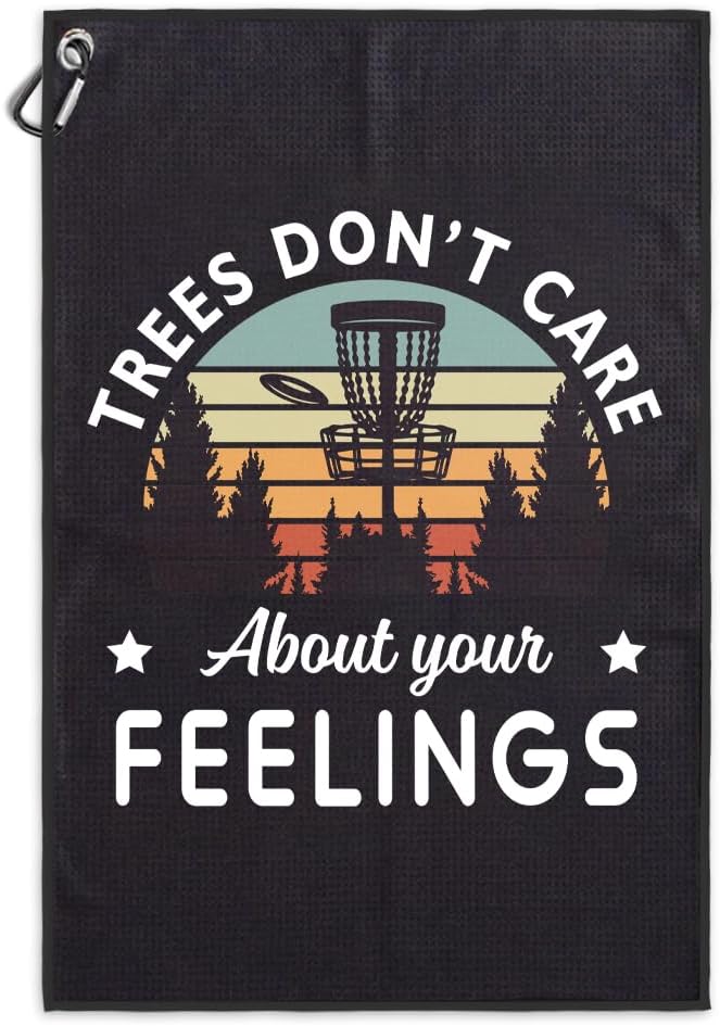 Msticey Tree Don't Care About Your Feelings Printed Microfiber Towel, Disc Golfer Gift for Dad, Father's Day, Disc Golf Accessories - Image 1